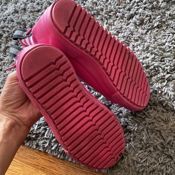 Hunter for Target Pink White Stripe Rain Boot Rubber Canvas High Top Sneaker 1 - Picture 8 of 14